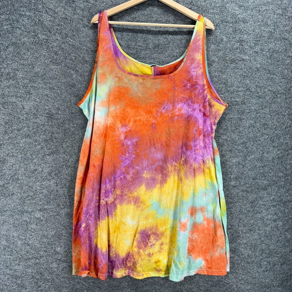 Unbranded Mini Dress Women M Medium Orange Colorblock Short Sleeveless Casual